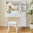 Modern Makeup Vanity Desk with LED Lights & Mirror