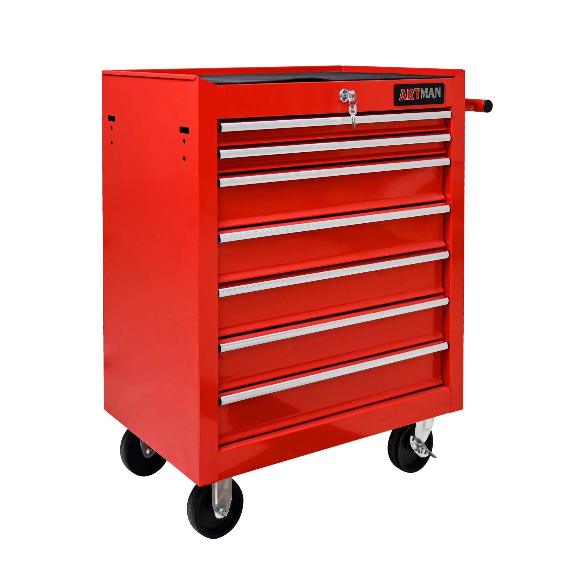 7 Drawers Multifunctional Tool Cart With Wheels - Red