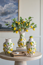 Elegant Ceramic Jar with Lemon Accents