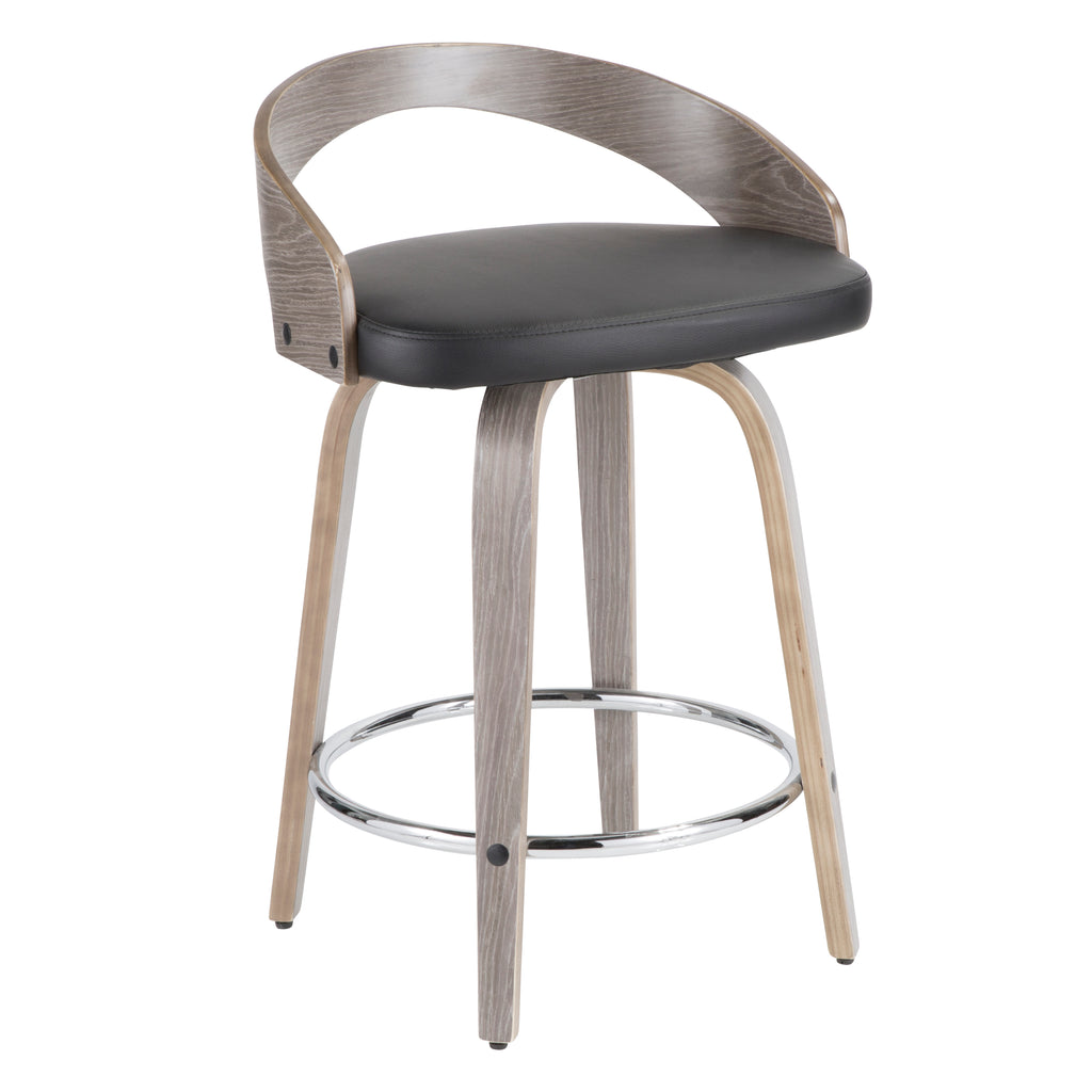25" Mid-Century Modern Fixed Height Counter Stool with Swivel in Light