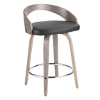 25" Mid-Century Modern Fixed Height Counter Stool with Swivel in Light