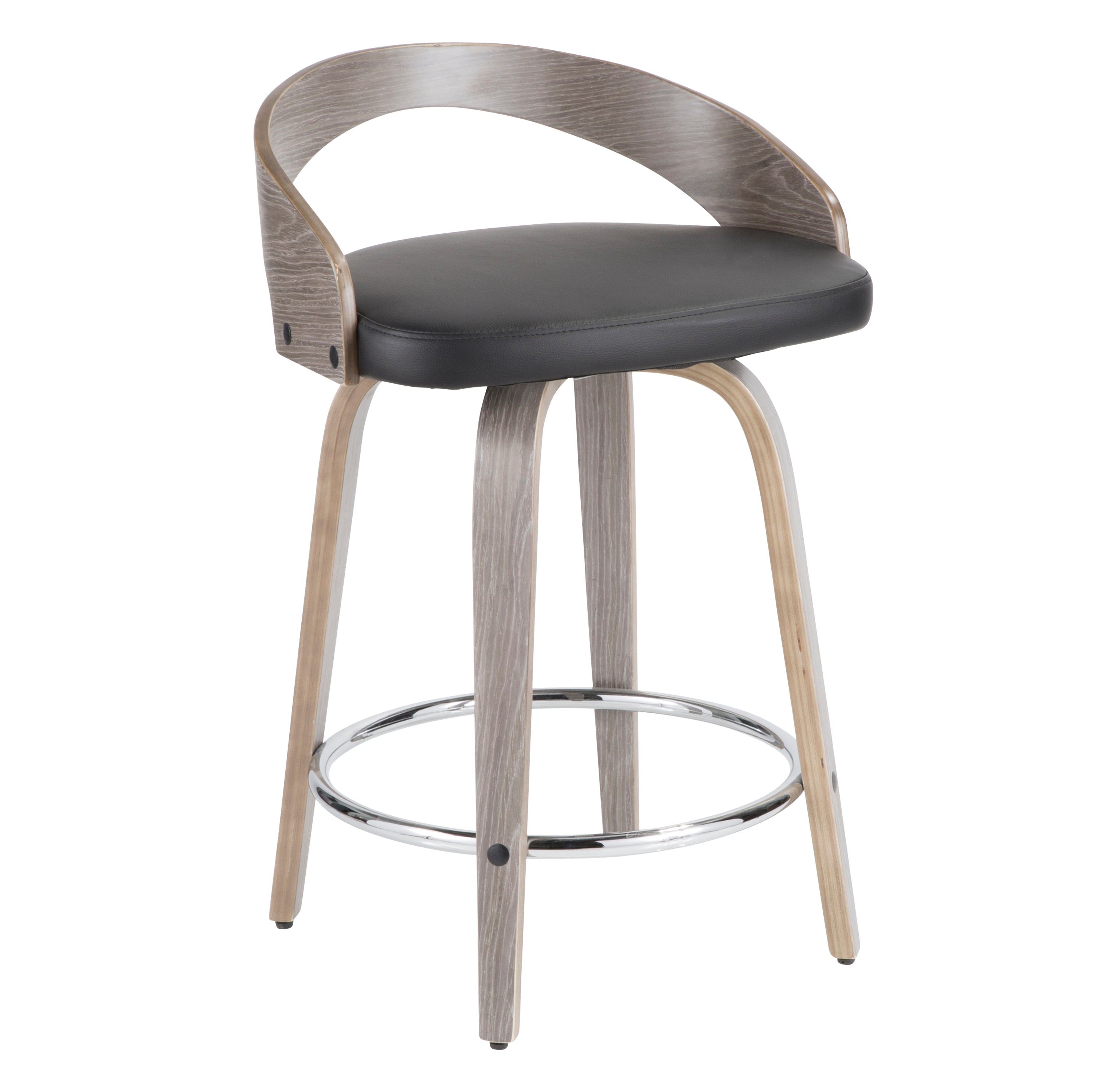 25" Mid-Century Modern Fixed Height Counter Stool with Swivel in Light