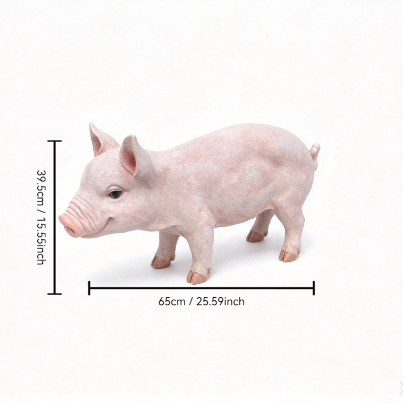 Lifelike Beige Pig Garden Statue