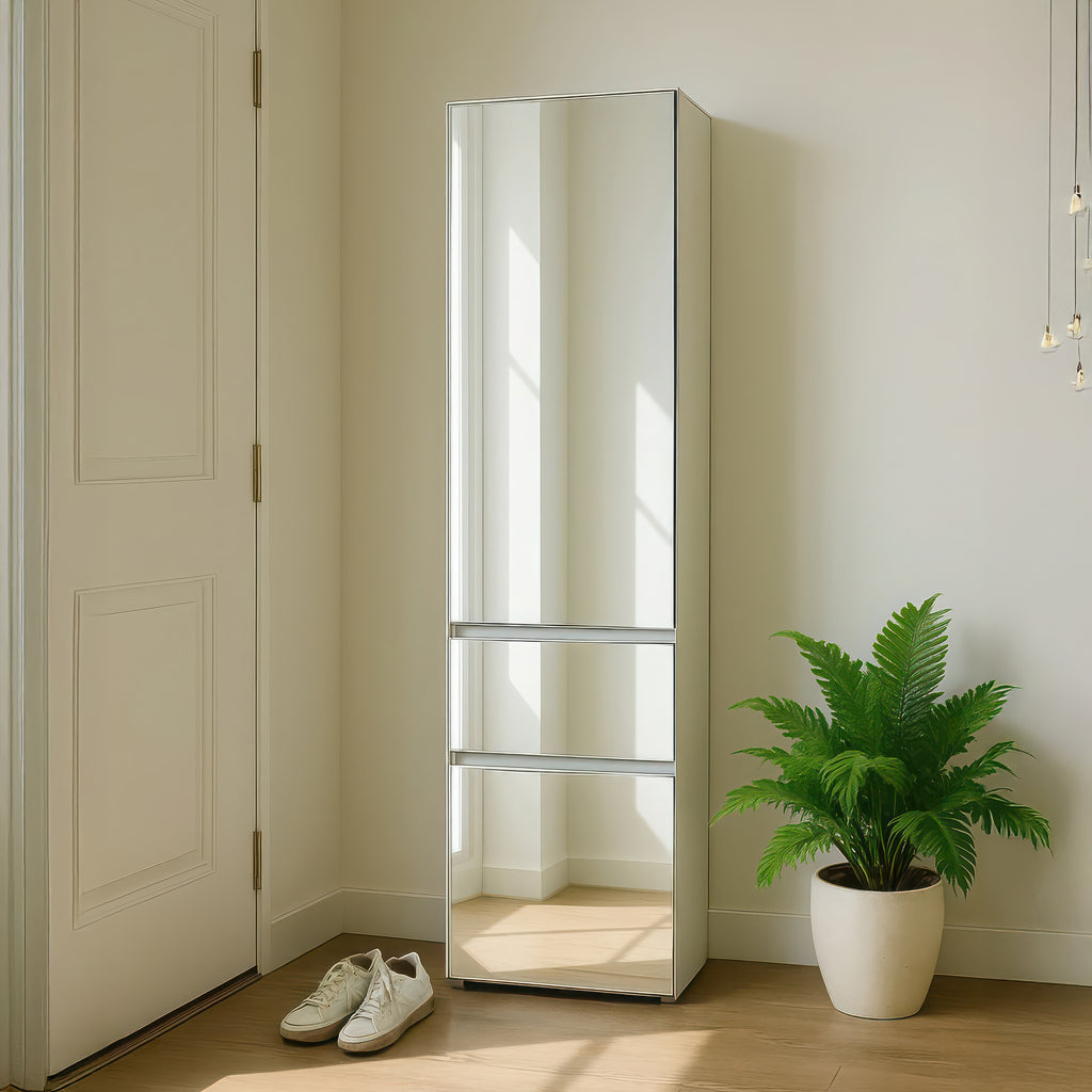 Elise Slim Modular Wood Closet Cabinet with Mirror