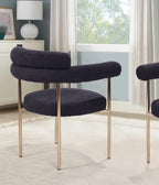 Set of 2 Boucle Fabric Kitchen Dining Chairs with Armrest