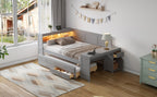 Full Size Daybed with Storage Shelves, Drawers, and Trundle