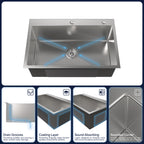 Stainless Steel Kitchen Sink, 30"x19" Single Bowl