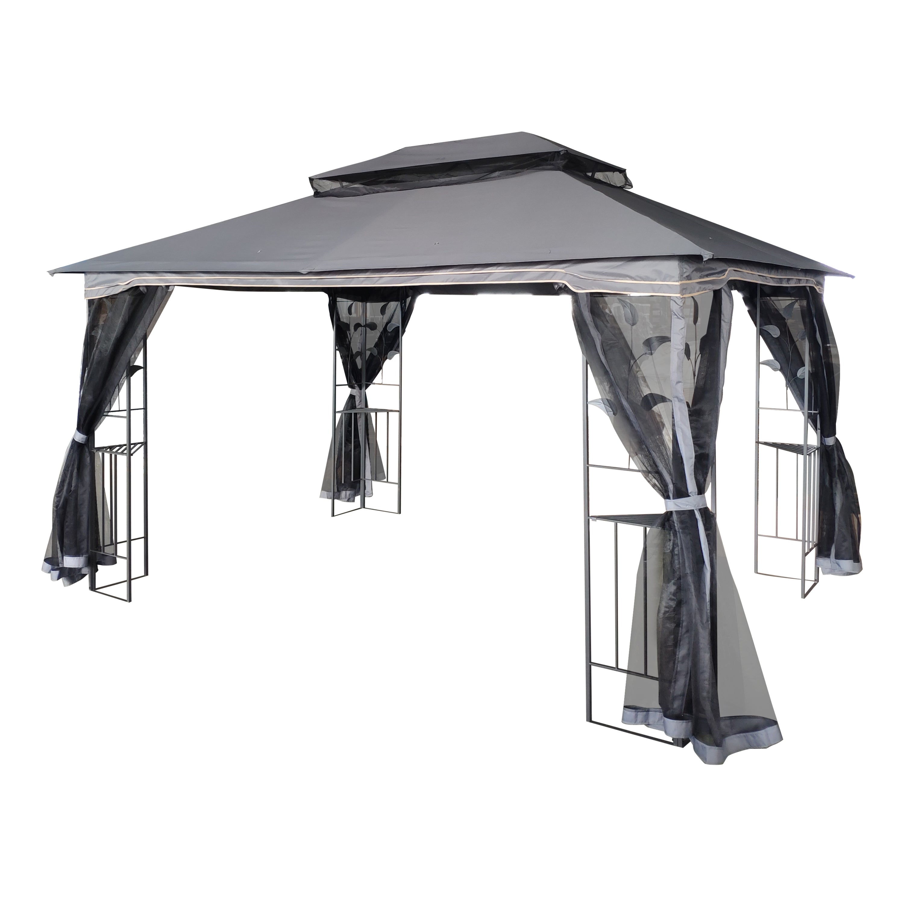 13 x 10 Ft Patio Gazebo Tent with Ventilated Double Roof and Mosquito Net