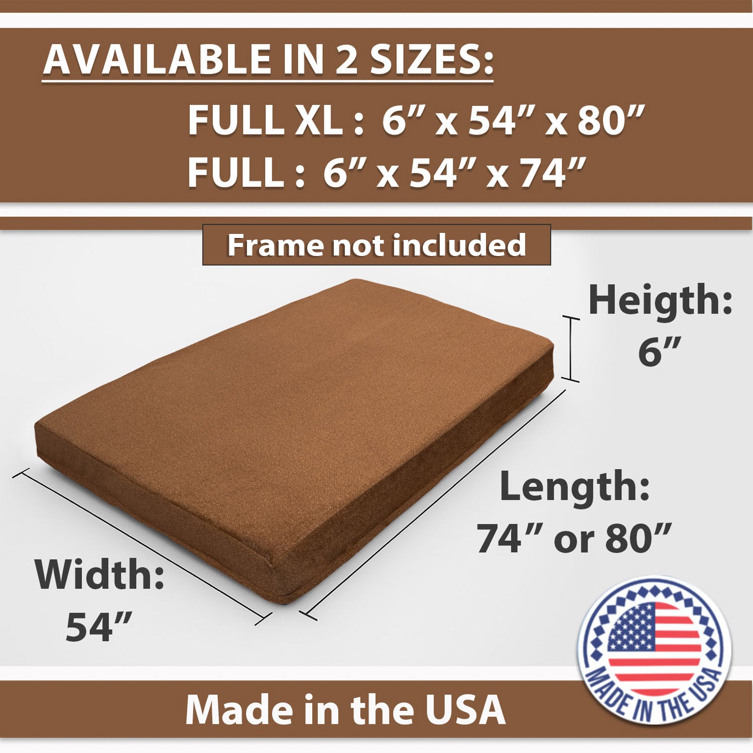 Memory Foam Infused Futon Mattress Full XL