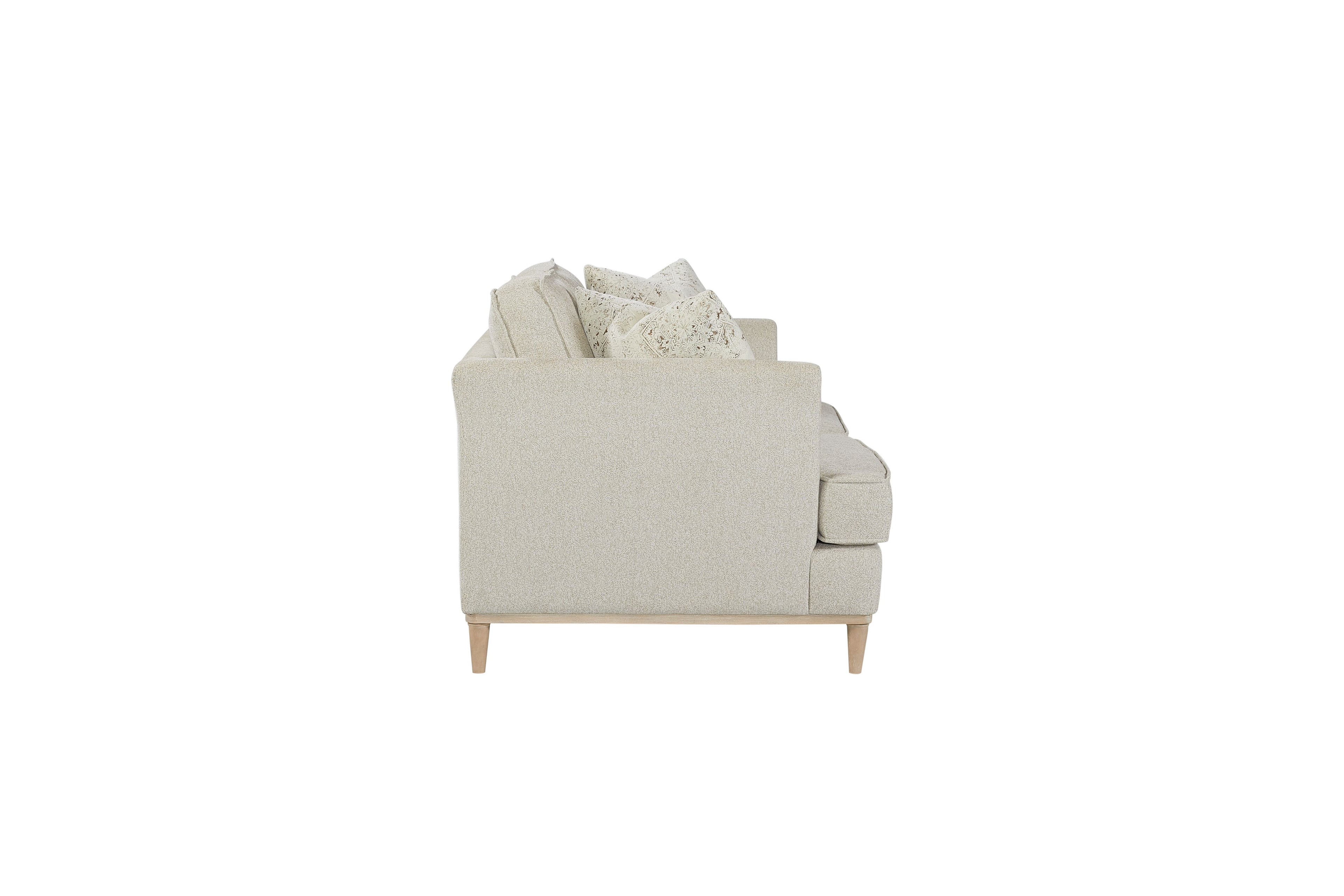 Off White Loveseat with Reversible Cushions and Pillows