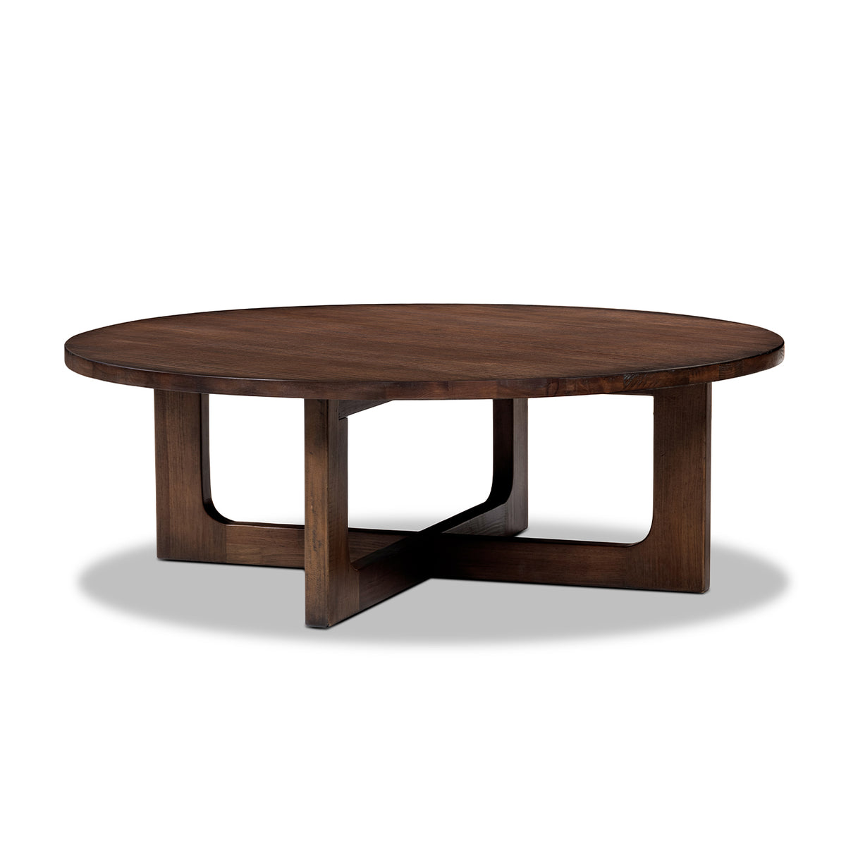 Pino 48-Inch Round Reclaimed Pine Coffee Table, Java