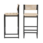 Set of 2 Woven Bar Stools with Backrest