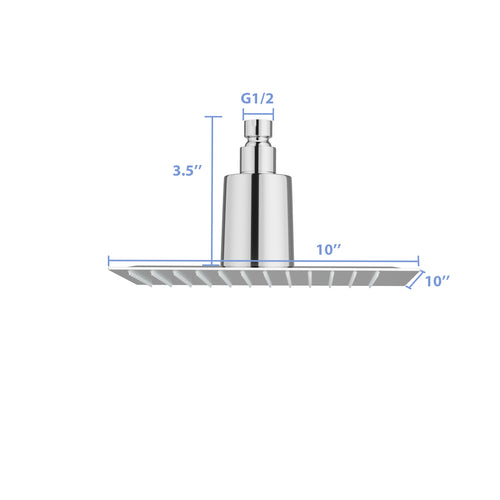 10" Square Rain Shower Head