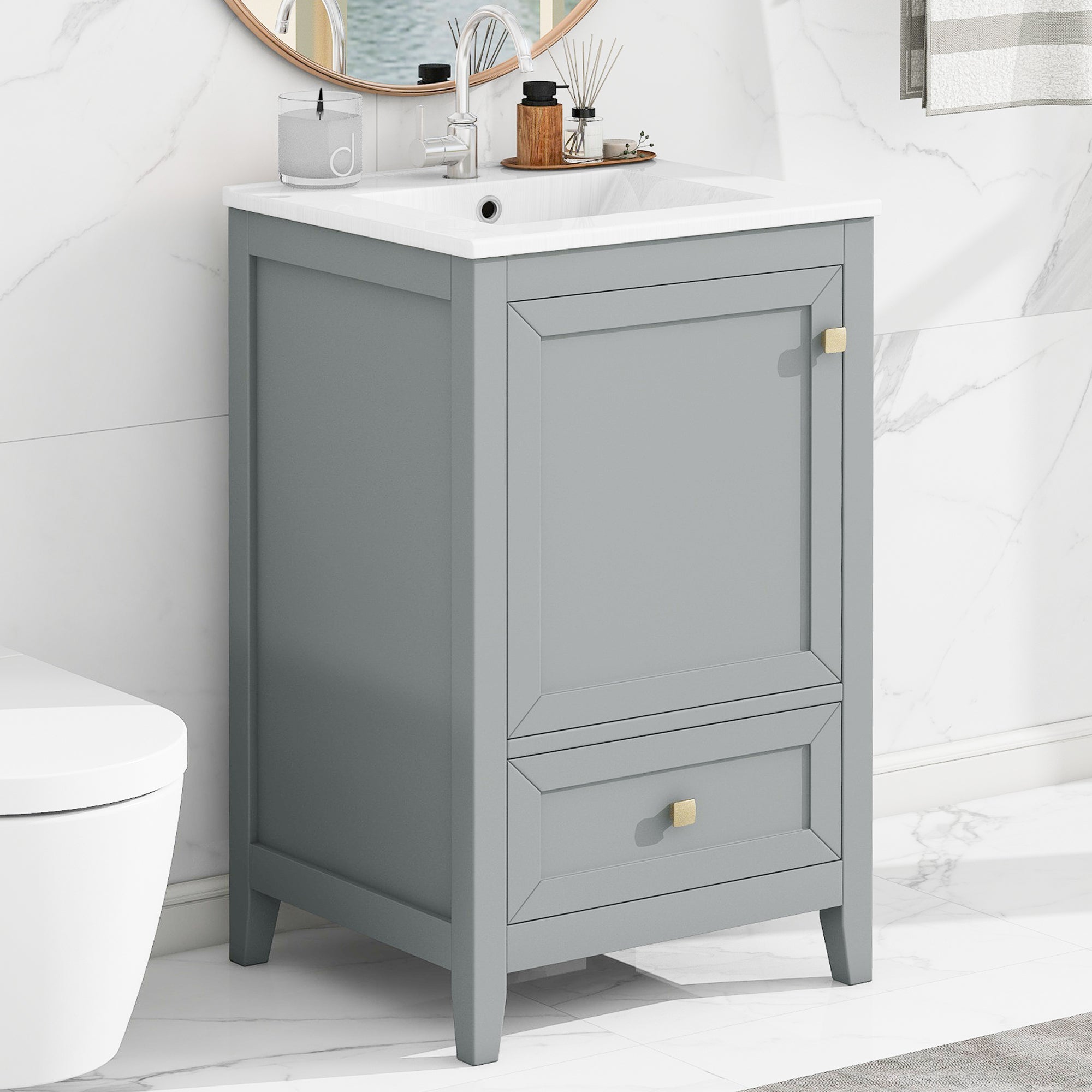 20" Bathroom Vanity with Sink and Soft Closing Door