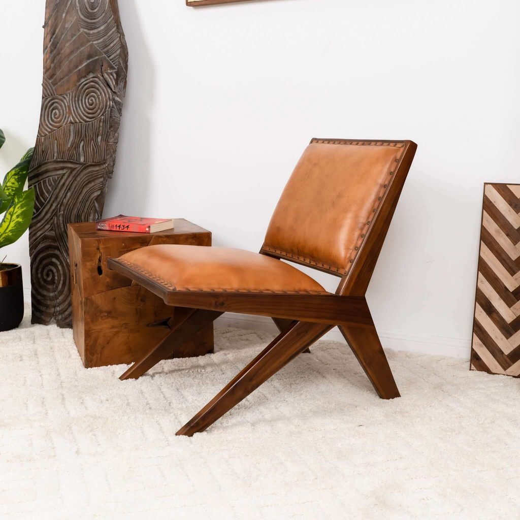 Colin Mid-Century Modern Leather Lounge Chair