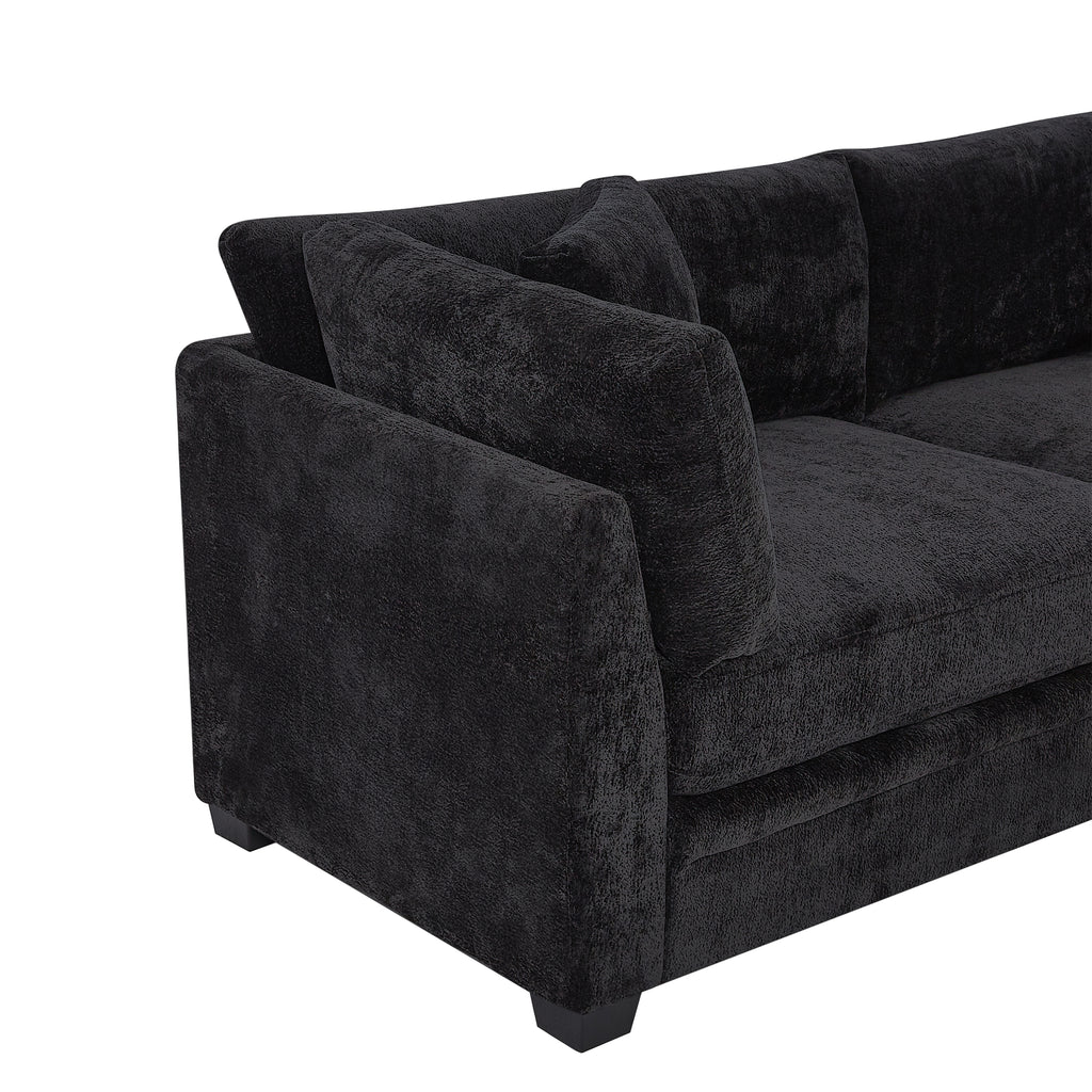83.50" Modern Flared Arms Sofa (Black)