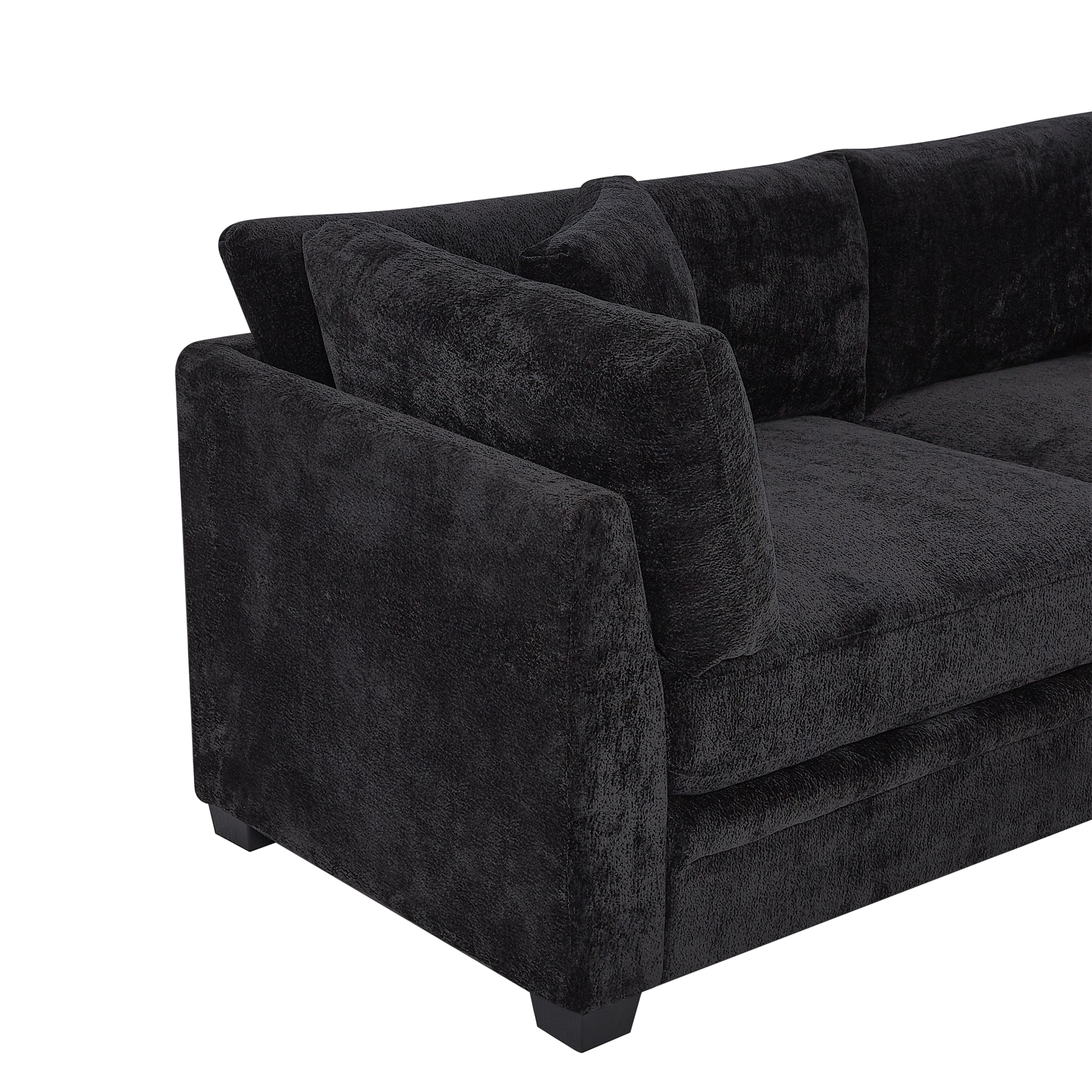 83.50" Modern Flared Arms Sofa (Black)