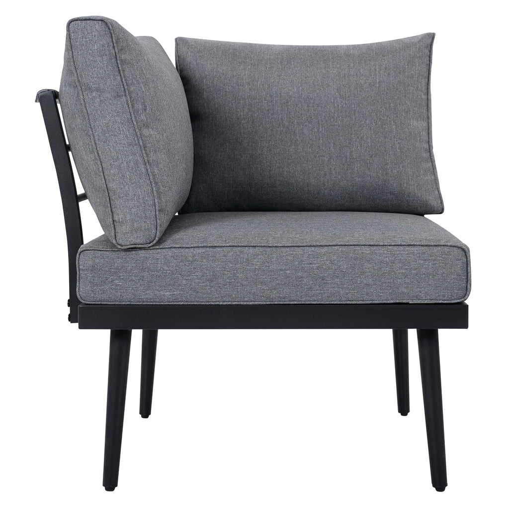 TREXM 6-Piece Outdoor Sectional Sofa Set with Round Nesting Tables