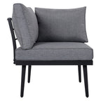 TREXM 6-Piece Outdoor Sectional Sofa Set with Round Nesting Tables