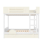 Full Bunk Bed with Trundle, White & Beige