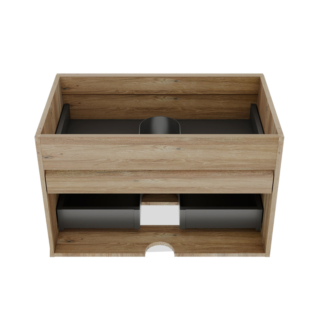 Grace 30 Wall-Mounted Bathroom Vanity, Rough Oak, Soft-Close Drawers