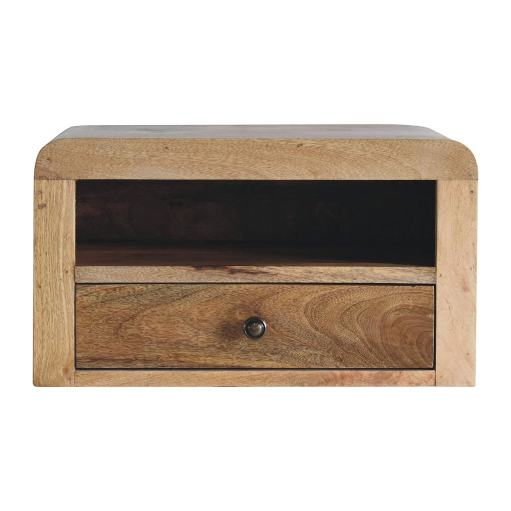 Chunky Floating Bedside, 1-Drawer, 1 Open Slot, Oak-ish
