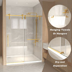 Frameless Sliding Shower Door - 5/16" Tempered Glass, Stainless Steel Frame
