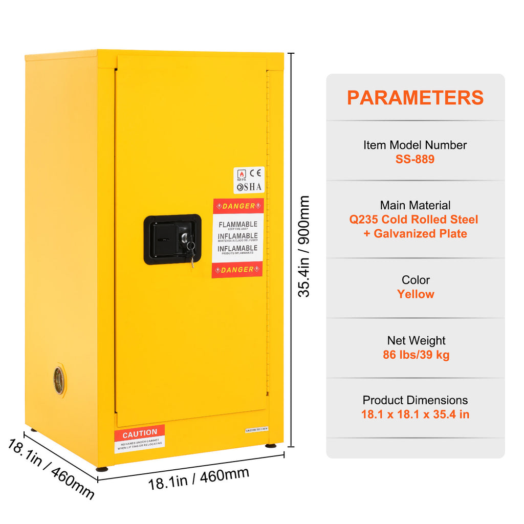 Flammable Cabinet with Adjustable Shelf