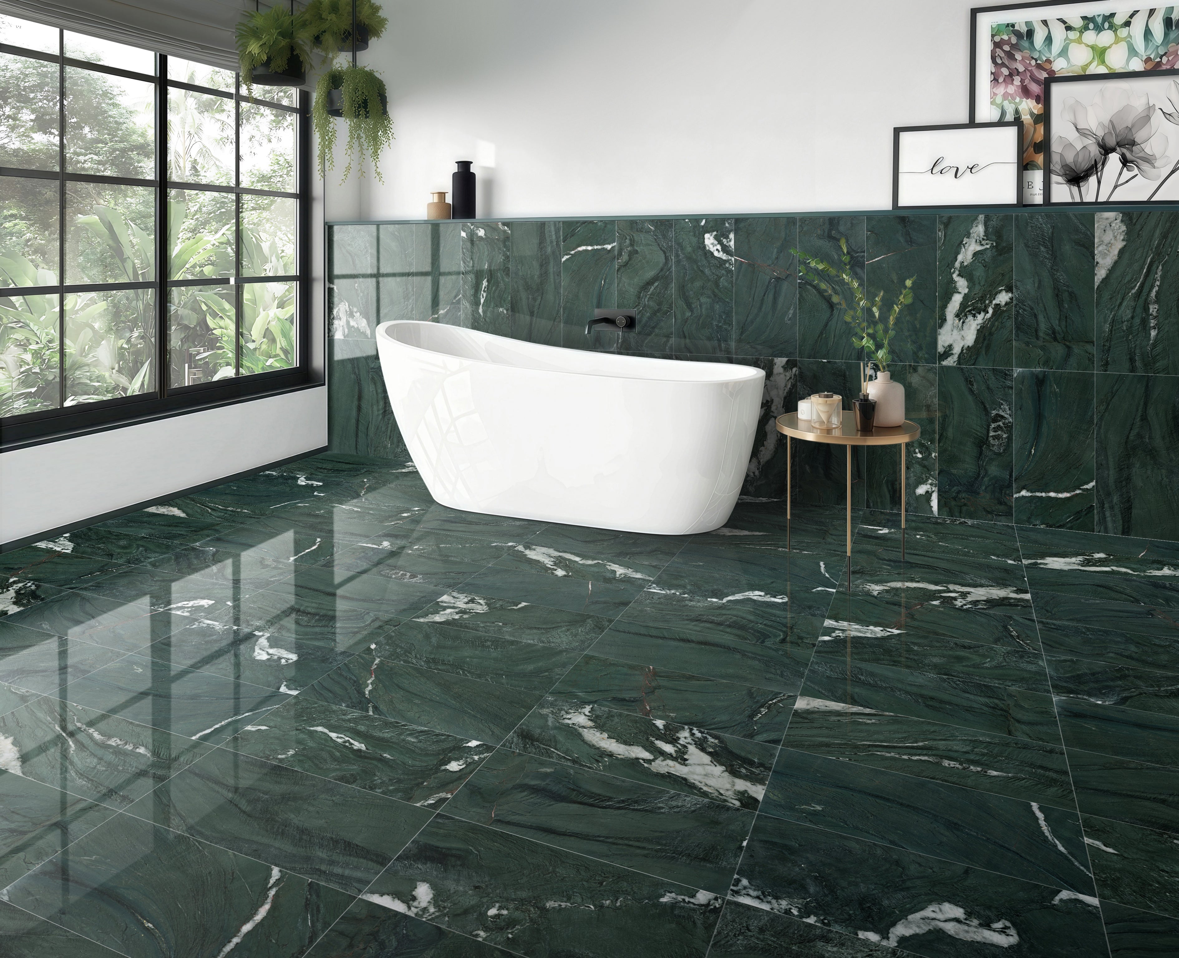 12x24 Green Natural Marble Polished Tile