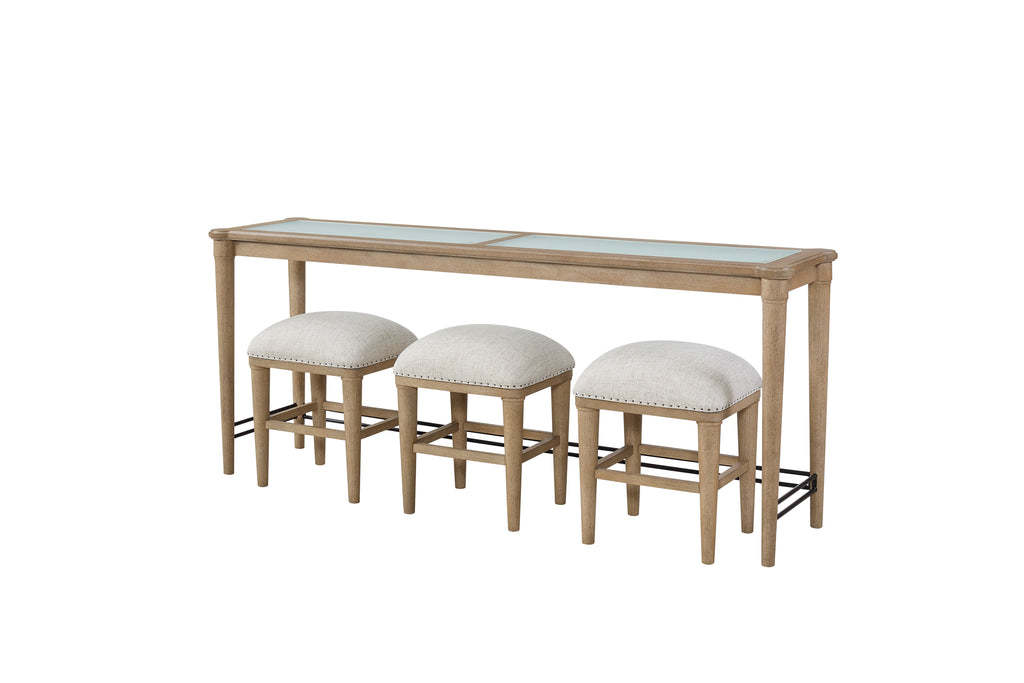 Frosted Glass Console Table With 3 Stools