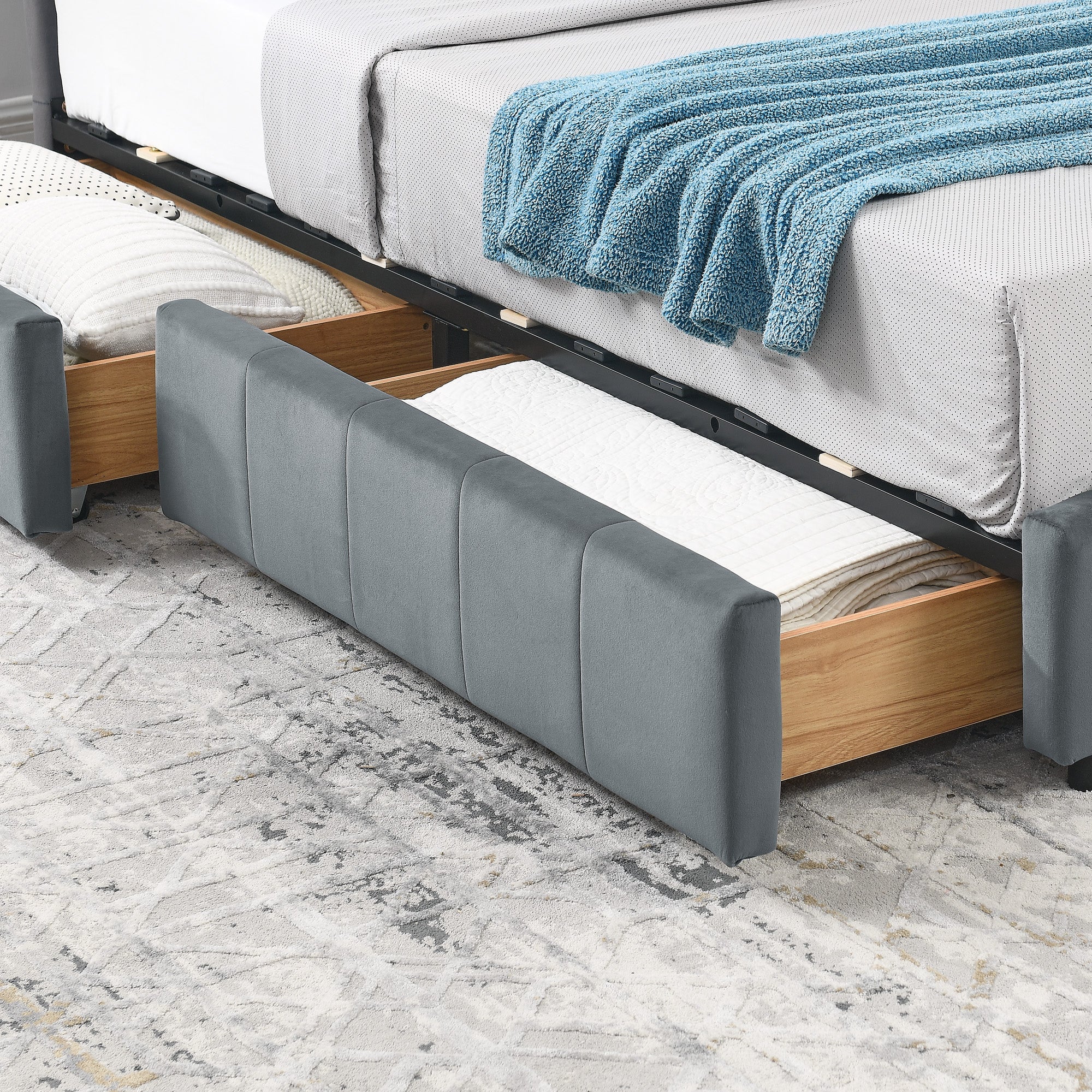 Full Size Storage Upholstered Tufted Bed Frame