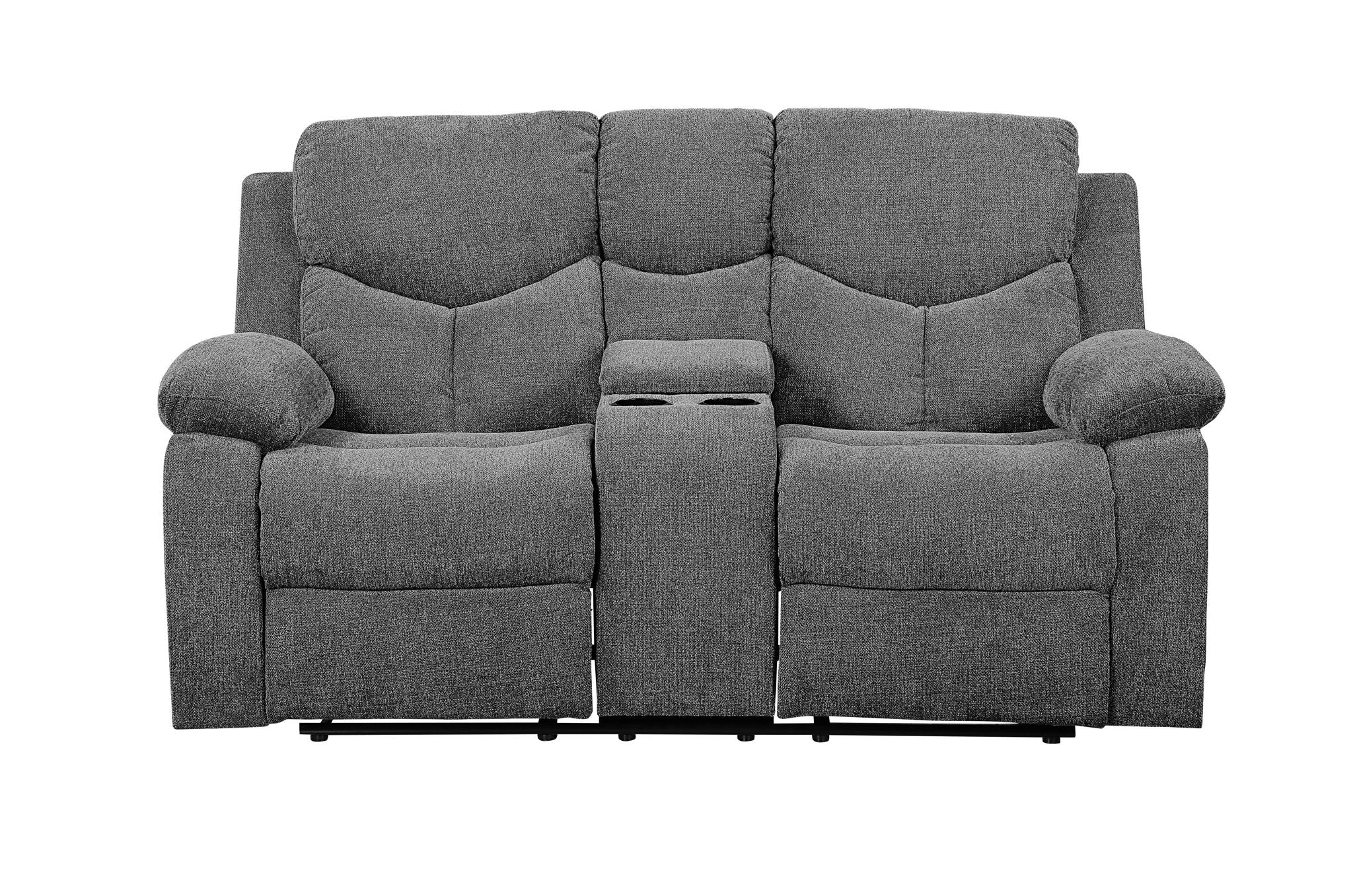 Kalen Chenille Loveseat With Console - Gray