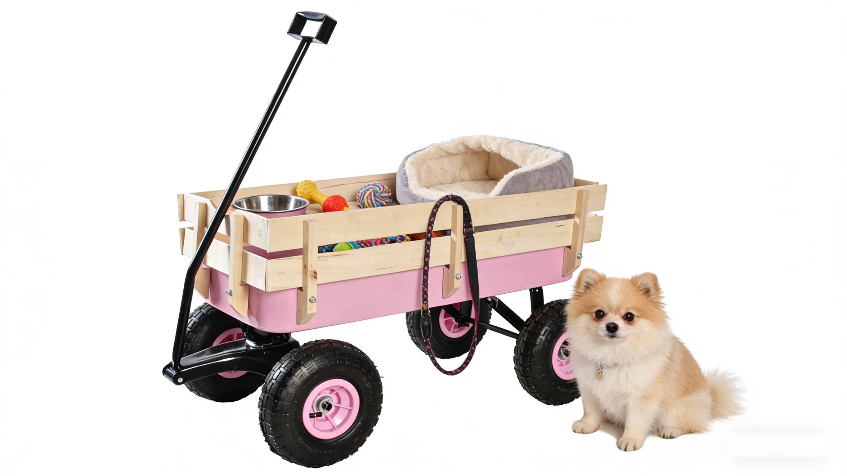 Outdoor Wagon with Wood Railing and Air Tires