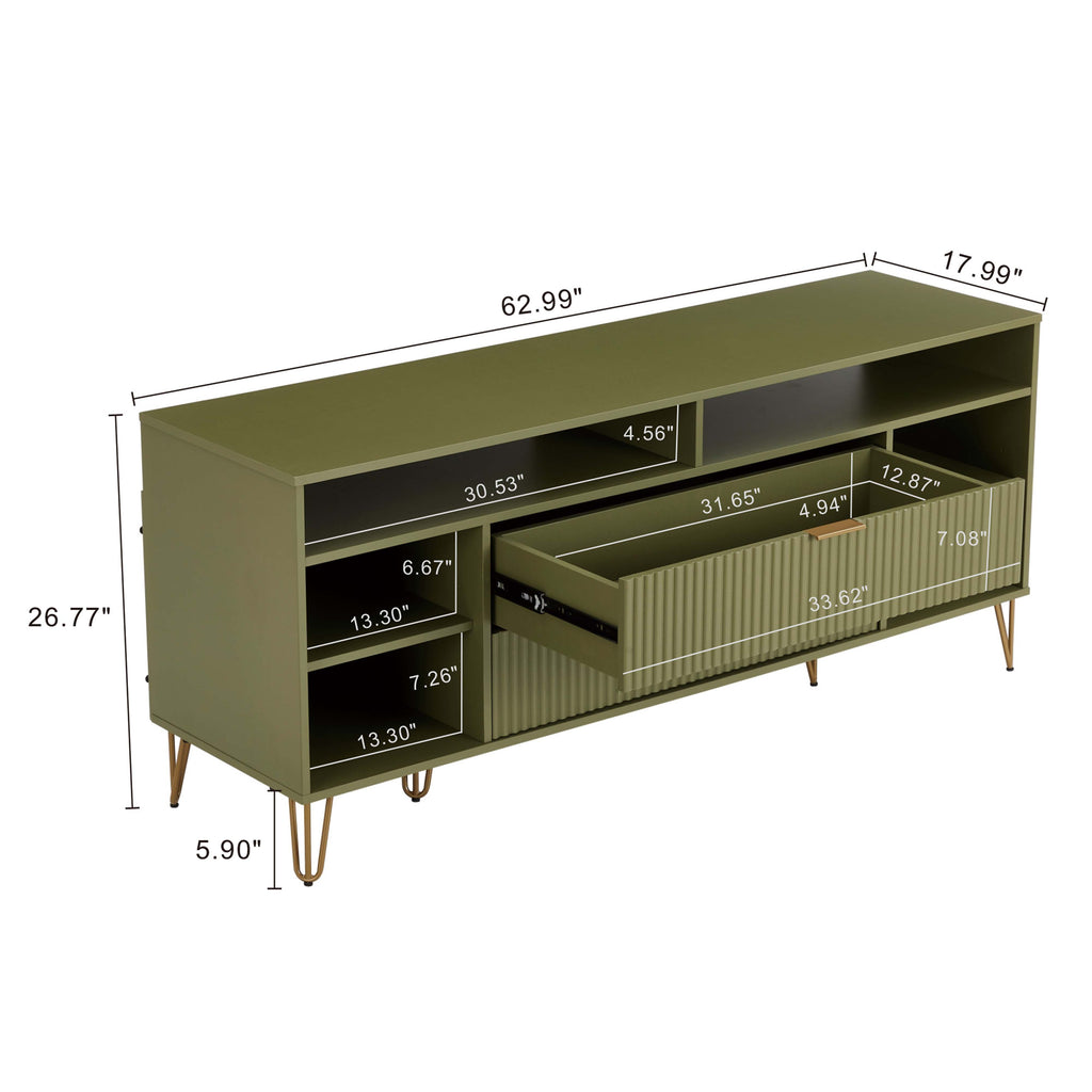 Dumbo 63" Fluted TV Stand in Olive