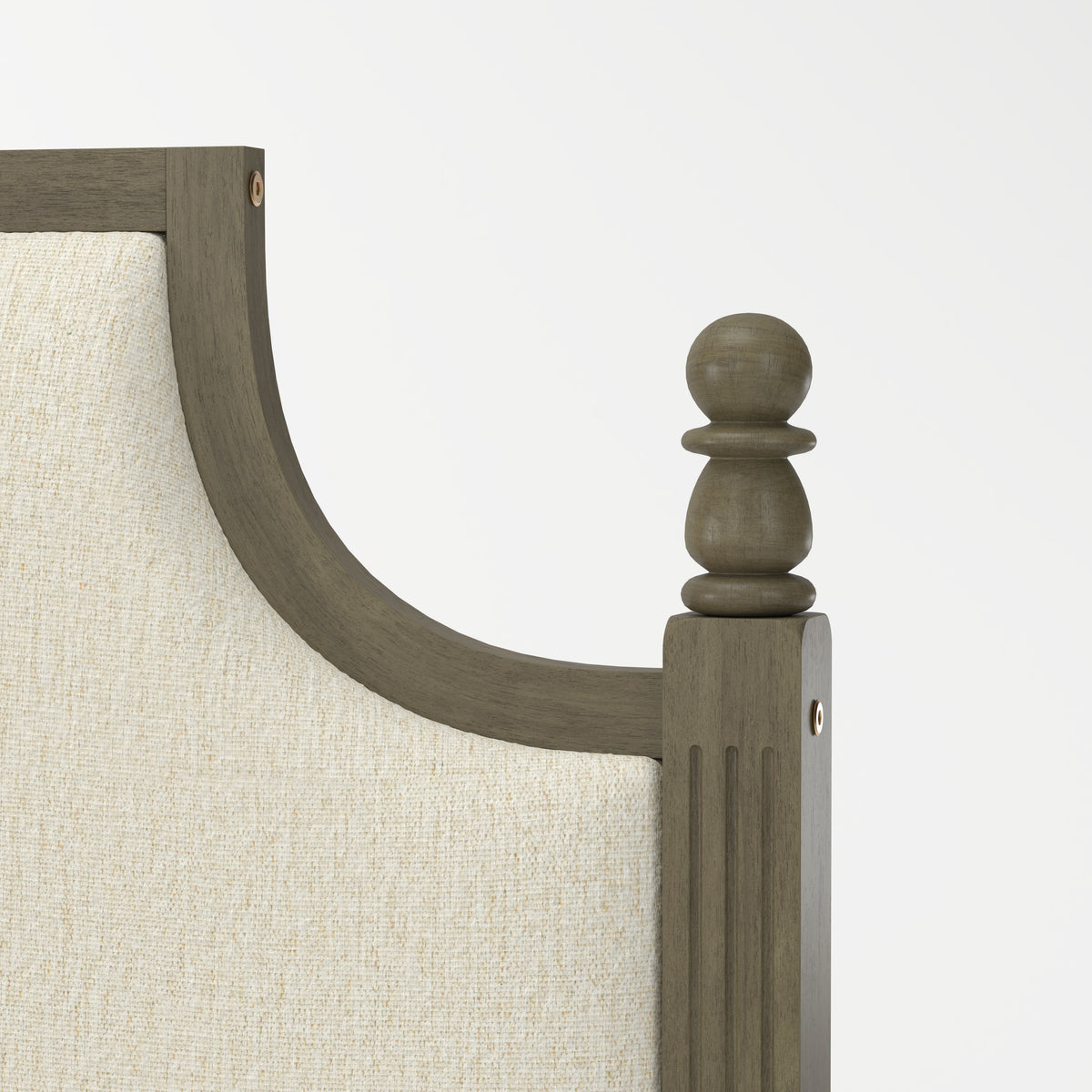 King Size Farmhouse Solid Wood Platform Bed Frame, 50.8-Inch Tall, Beige Linen