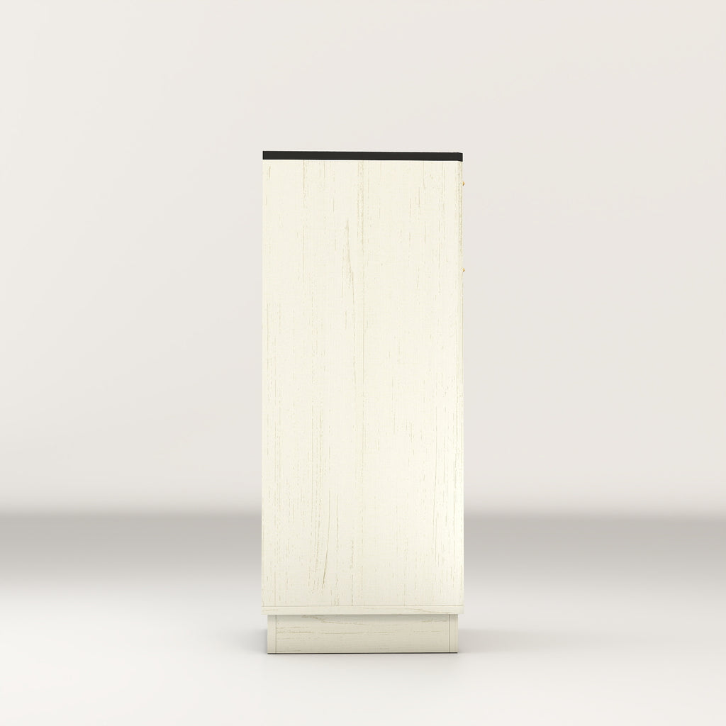 Woodgrain Tilt-Out Trash Can Cabinet with Wave-Textured Drawer