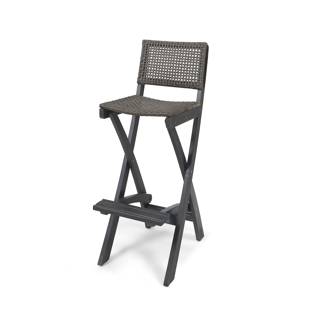 41.75" Outdoor Folding Acacia Wood Barstools