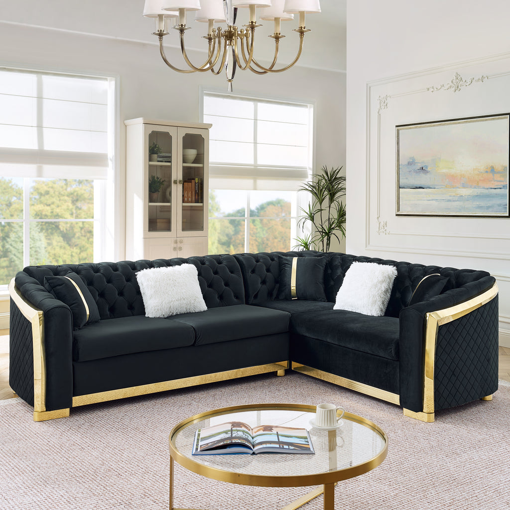 106 Inches L-Shaped Chesterfield Sectional Sofa Set