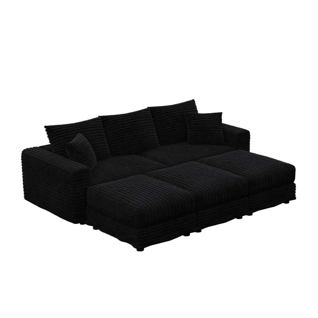 82.7" Plush Corduroy 3-Seat Sofa