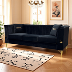 FX-P82-BK2 Modern Velvet 3-Seater Sofa