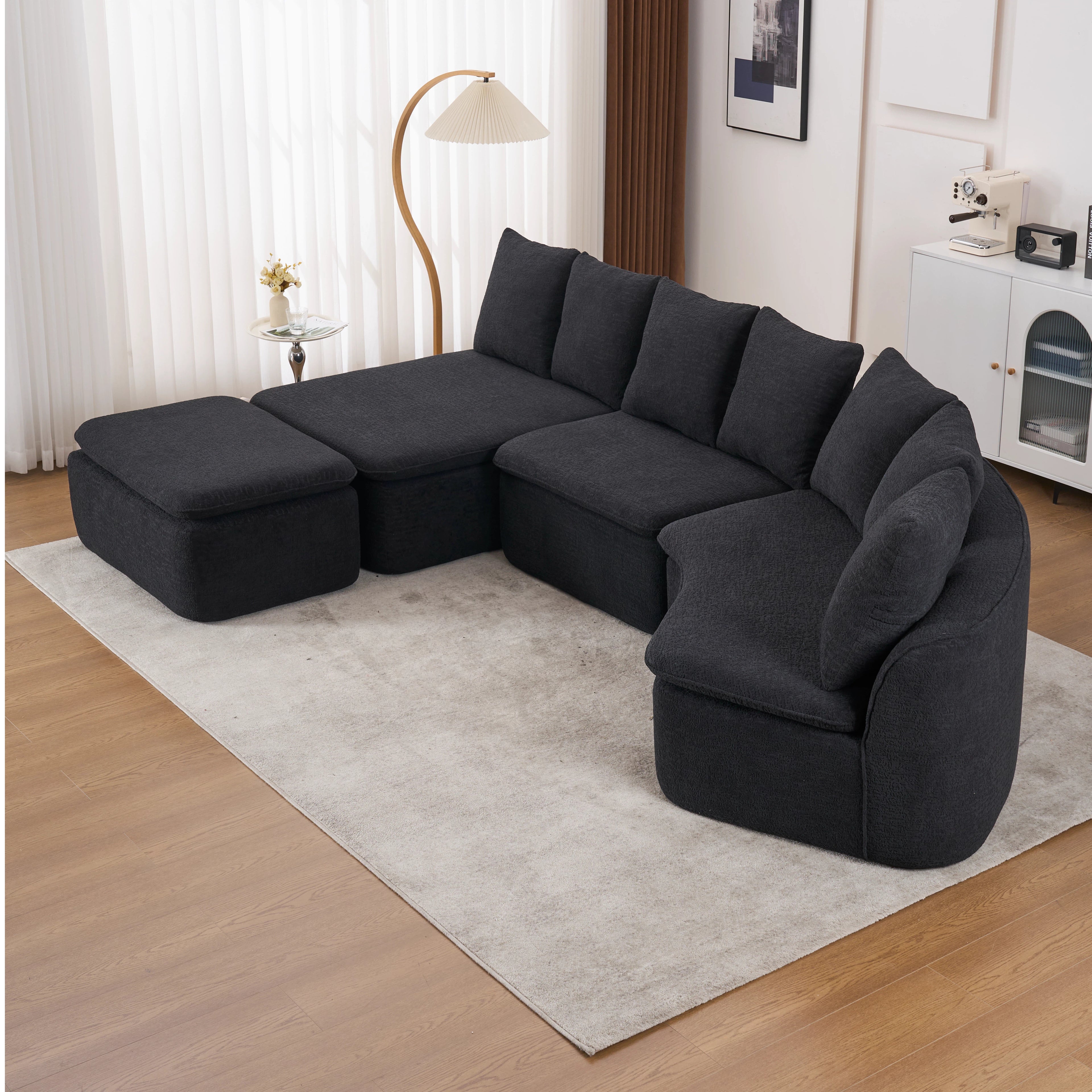 133" Modular U-Shaped Sectional Compression Sofa