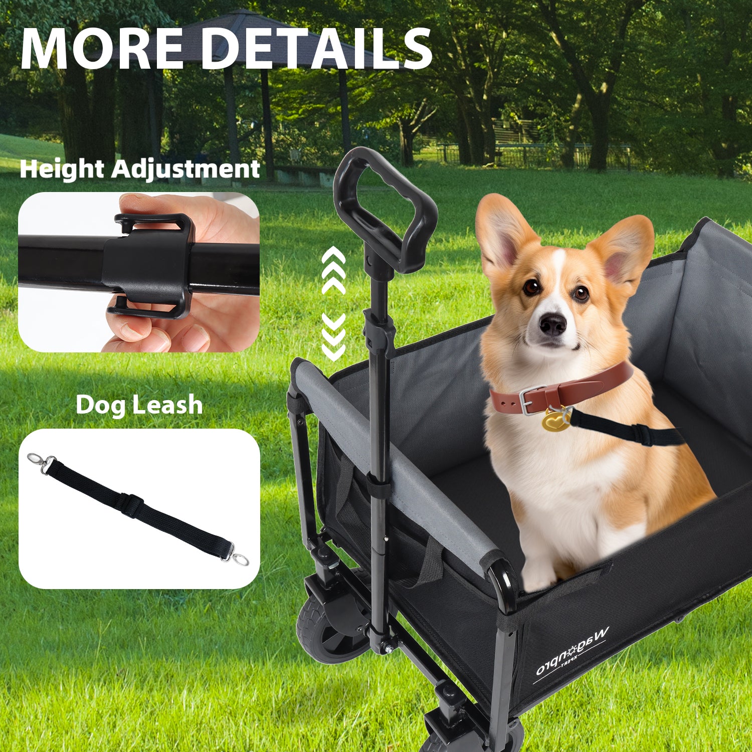 All-in-One Convertible Folding Trolley with Bench Seat and Dog Leash