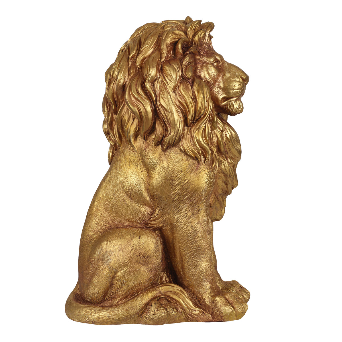 24" Outdoor Lion Statue, Magnesium Oxide Stone Composite Animal Sculpture Statue Decor for Front Door, Yard Patio Garden, Shiny