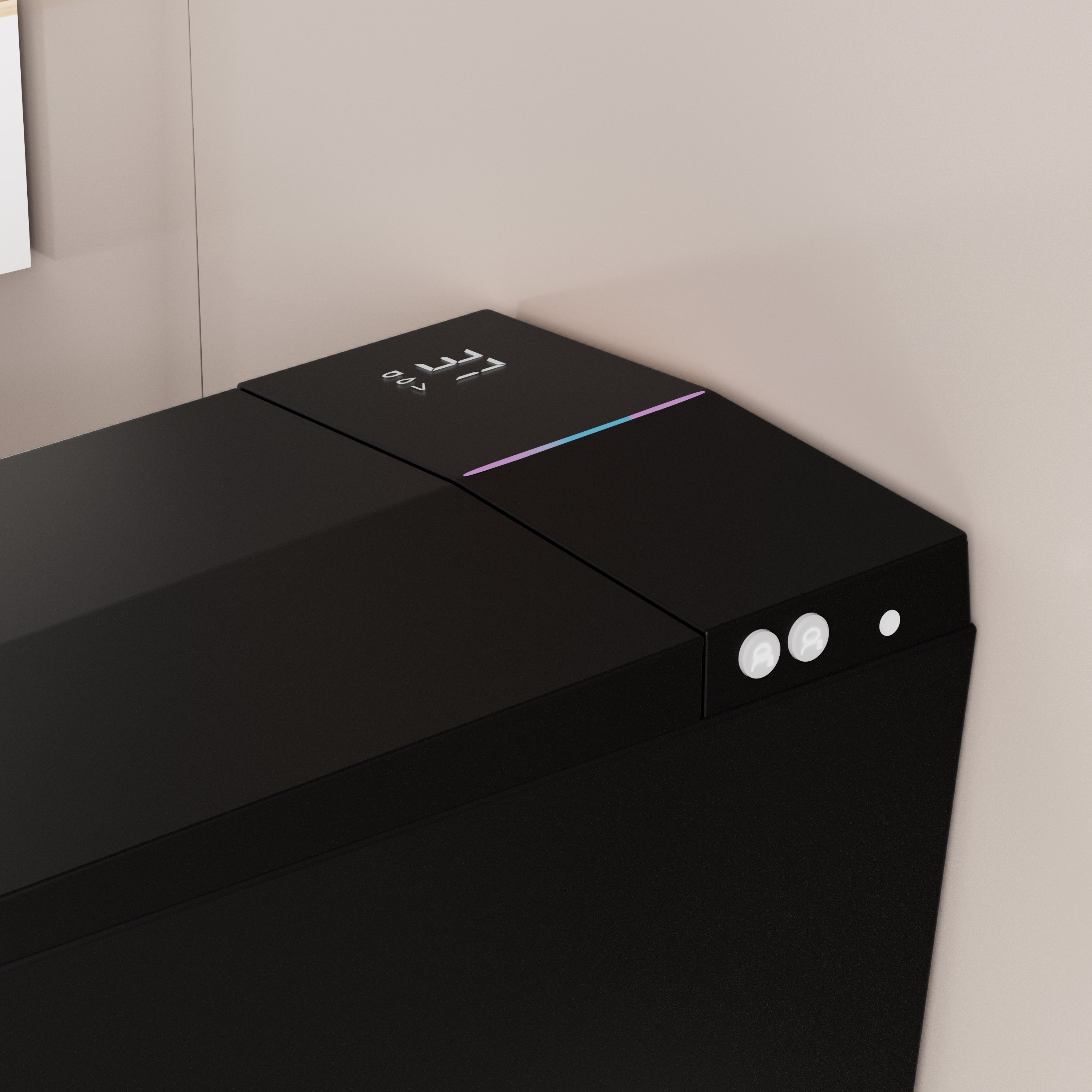 Black Square Smart Toilet with Built-in Tank for Bathroom