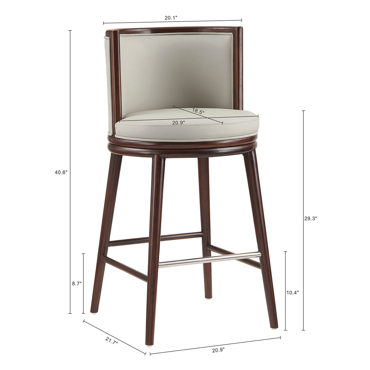Evalyn Wood Upholstered Barstool in Stone