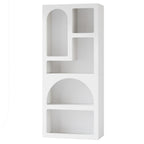 70.87” Tall White Geometric Arched 5-Shelf Art Display Bookcase