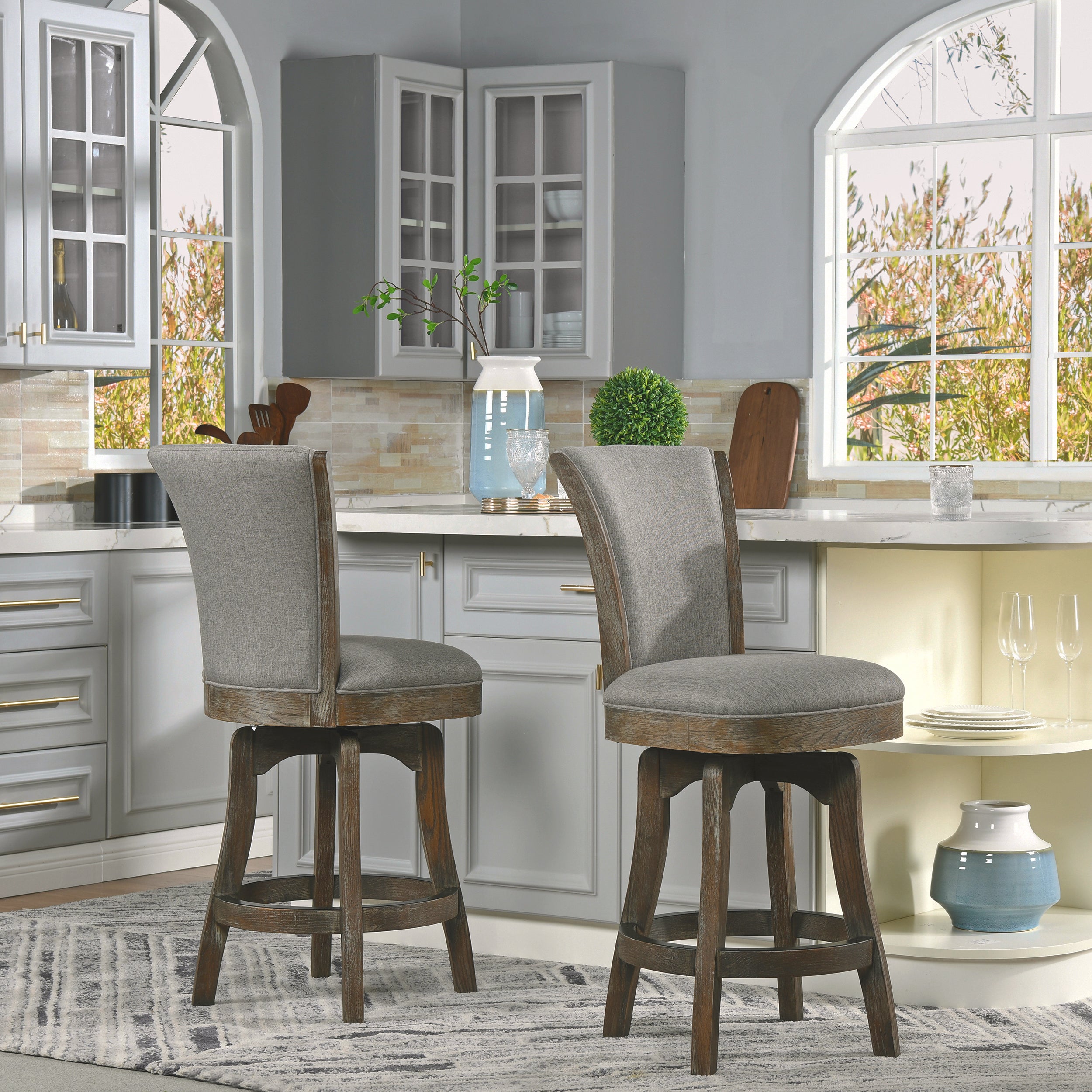 Henry 27" Armless Swivel Counter Height Bar Stool, Heathered