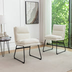Innes 5-Piece Round Dining Set, Trestle Dining Table with 4 Stylish Chairs, Vanilla