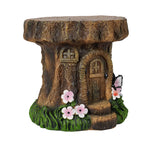 Tree Stump Fairy House Stool Garden Statue