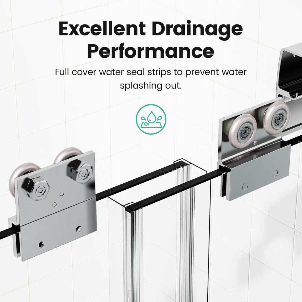 44"-48"W x 72"H Semi-Frameless Double Sliding Shower Door